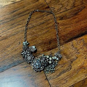 Francesca’s Silver & Gray Floral Statement Necklace